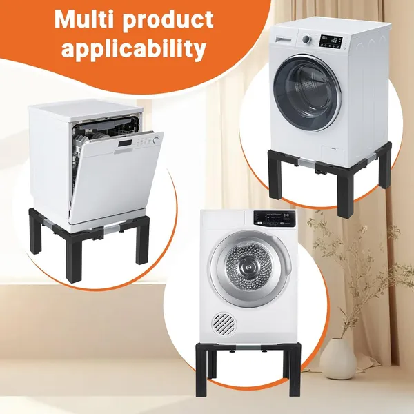 Black_Steel_Laundry_Pedestal_Heavy_Duty_Washing_Machine_Stand_Adjustable_Refrigerator_Base_12_Inch_Height_21-29_Inch_Universal_Appliance_Stand_4_Strong_Feet_Multi-Functional