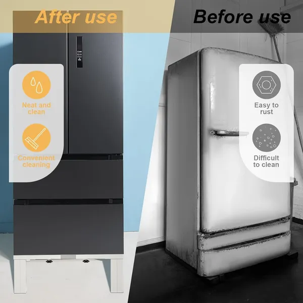 White_Steel_Laundry_Pedestal_Heavy_Duty_Washing_Machine_Stand_Adjustable_Refrigerator_Base_12_Inch_Height_21-29_Inch_Universal_Appliance_Stand_4_Strong_Feet_Multi-Functional