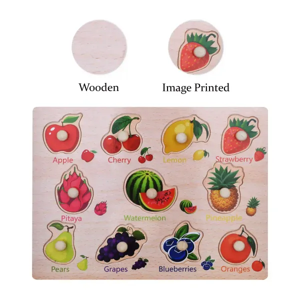 Multicolor_Fruits_Puzzle_With_Image_/_Wooden_Grab_Board_|_Educational_Toys_For_Kids