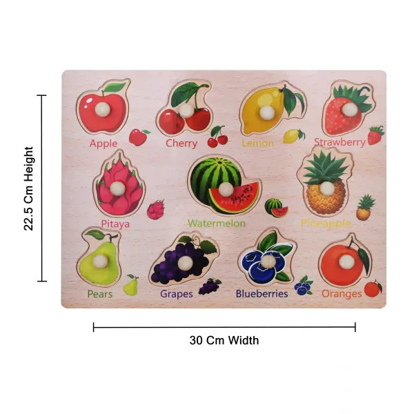 Multicolor_Fruits_Puzzle_With_Image_/_Wooden_Grab_Board_|_Educational_Toys_For_Kids