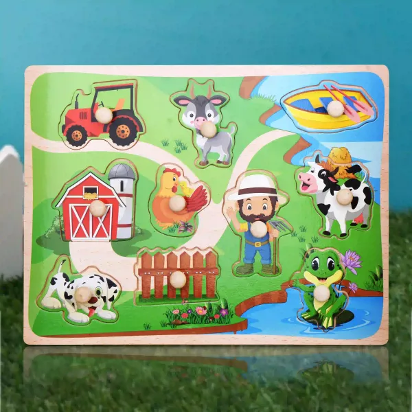 Multicolor_Wooden_Farm_Puzzle_/_Learning_Toys_For_Children_|_Farm_Wooden_Puzzle_/_Wooden_Grab_Board_For_Kids