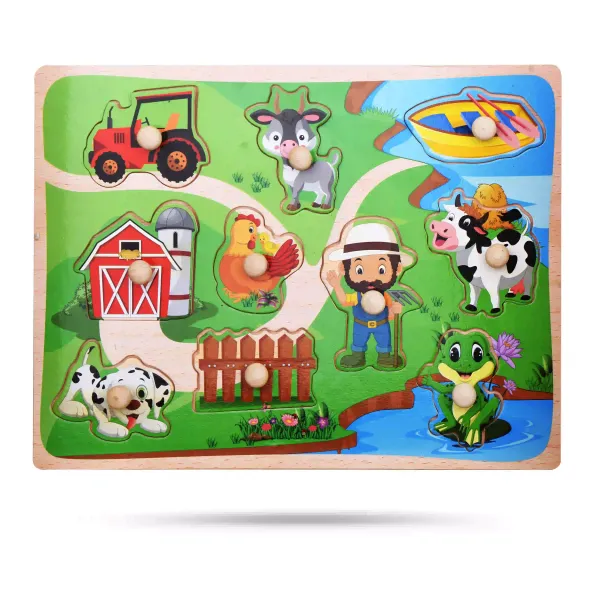 Multicolor_Wooden_Farm_Puzzle_/_Learning_Toys_For_Children_|_Farm_Wooden_Puzzle_/_Wooden_Grab_Board_For_Kids