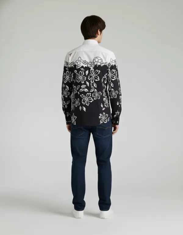 White_&_Black_Premium_Cotton_Casual_Printed_Shirt_For_Men
