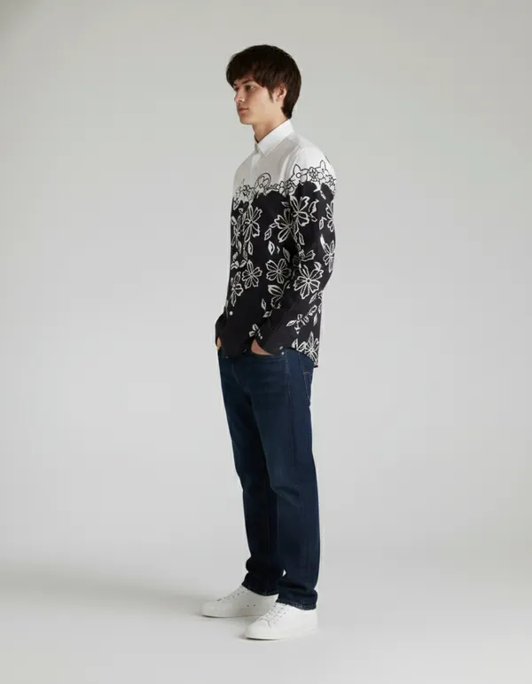White_&_Black_Premium_Cotton_Casual_Printed_Shirt_For_Men