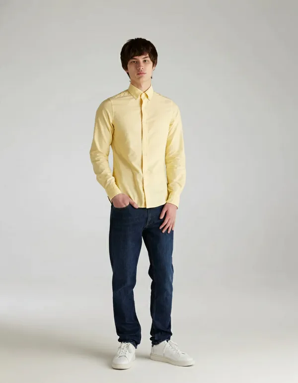 Light_Yellow_Premium_Cotton_Casual_Oxford_Shirt_For_Men