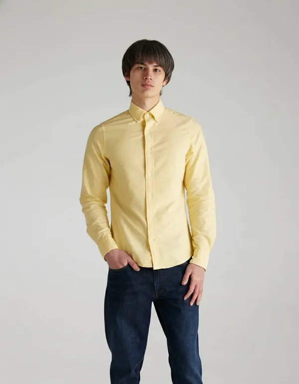 Light_Yellow_Premium_Cotton_Casual_Oxford_Shirt_For_Men