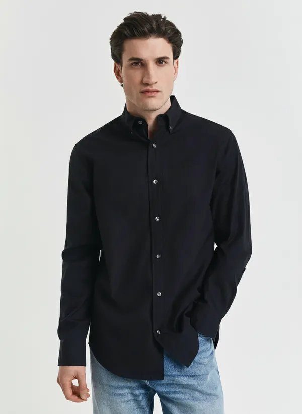 Black_Premium_Cotton_Casual_Oxford_Shirt_For_Men