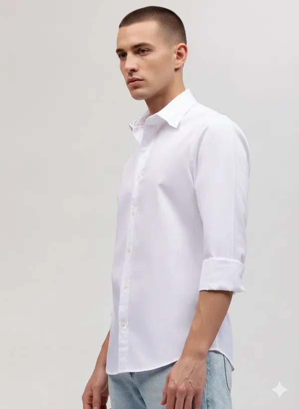 White_Premium_Cotton_Casual_Shirt_For_Men