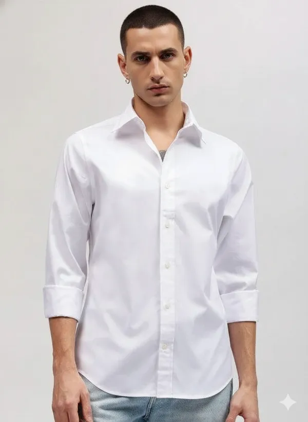 White_Premium_Cotton_Casual_Shirt_For_Men