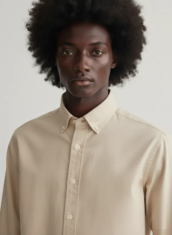 Beige_Premium_Cotton_Casual_Oxford_Shirt_For_Men