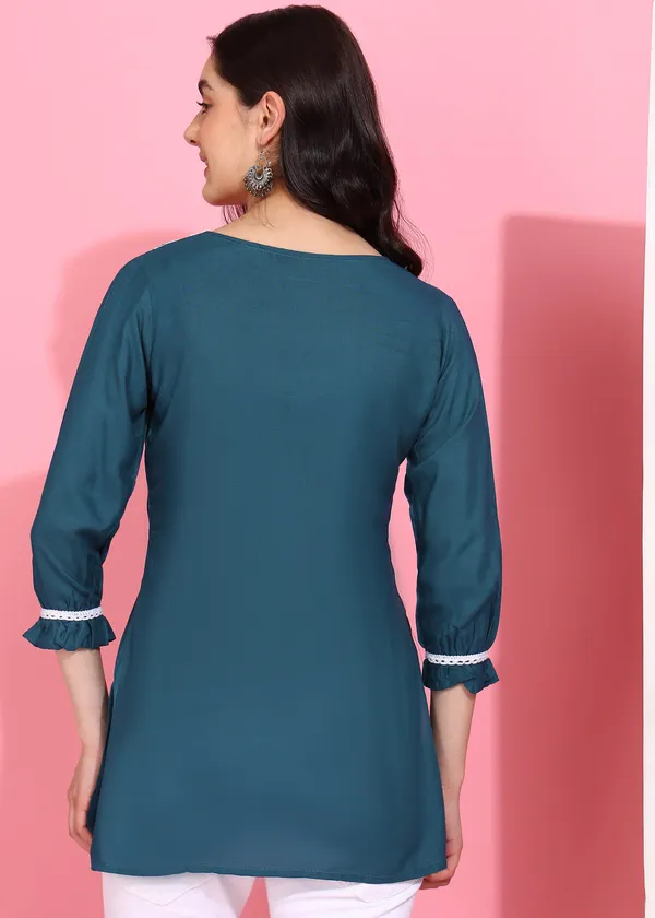 Rama_Green_Embroidered_Kurti_Rayon_For_Women