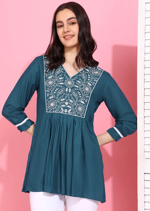 Rama_Green_Embroidered_Kurti_Rayon_For_Women