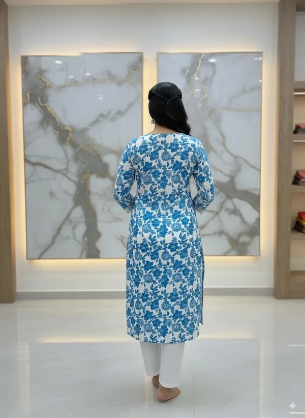 Blue_Floral_Lace_Sequin_Kurti_Viscose_Rayon_For_Women