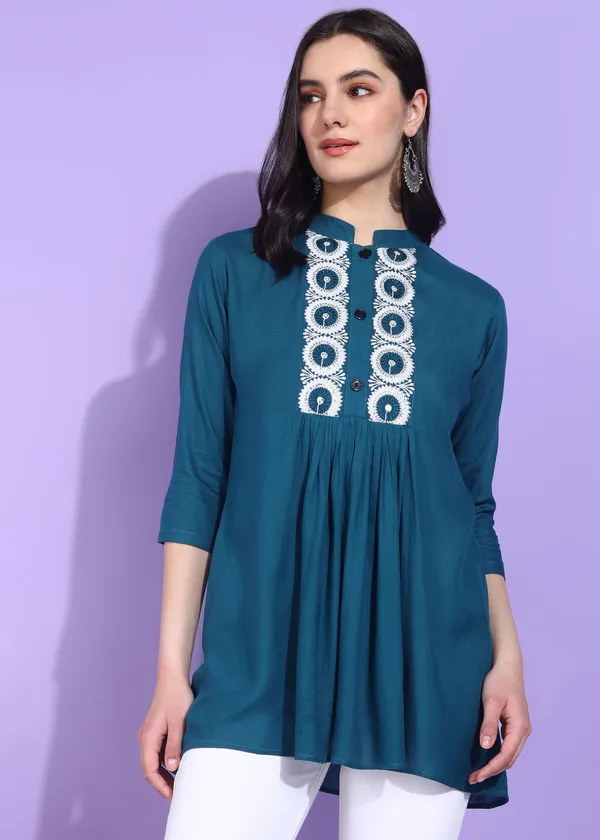 Rama_Green_Embroidered_Kurti_Rayon_For_Women