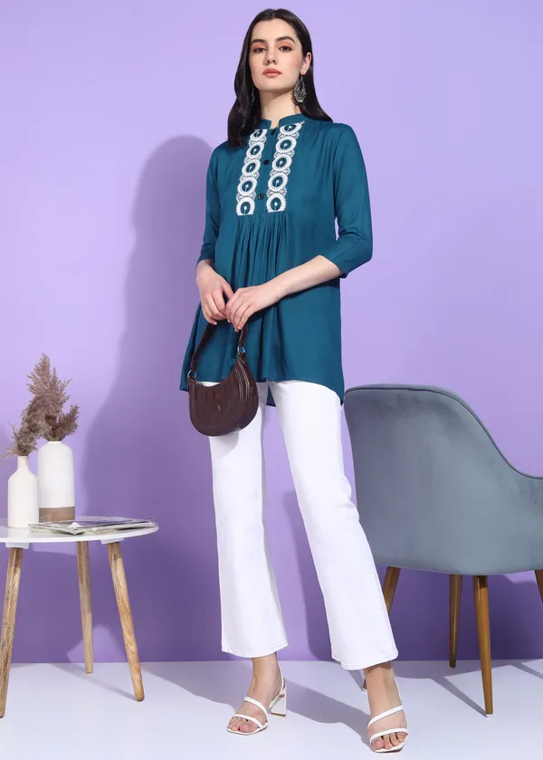 Rama_Green_Embroidered_Kurti_Rayon_For_Women