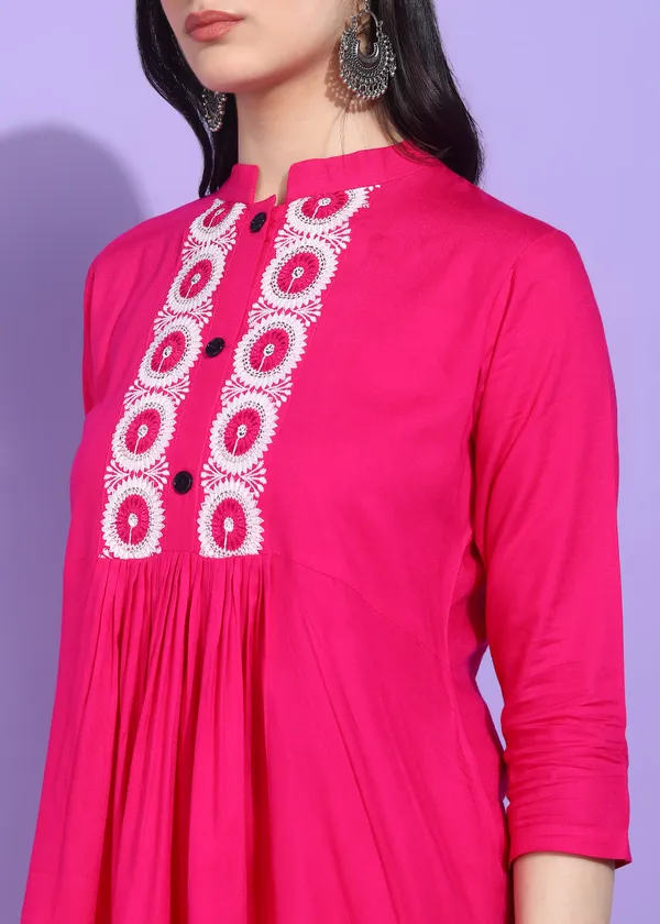 Pink_Embroidered_Kurti_Rayon_For_Women