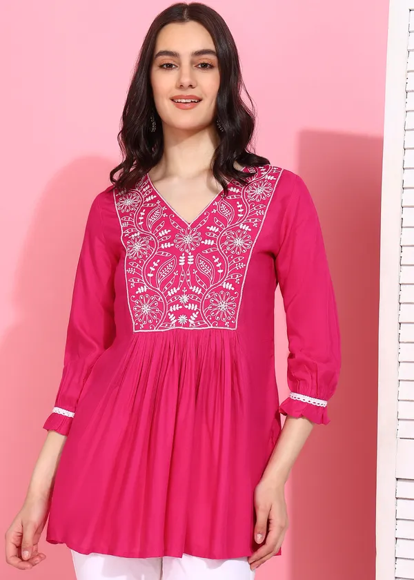 Pink_Embroidered_Kurti_Rayon_For_Women