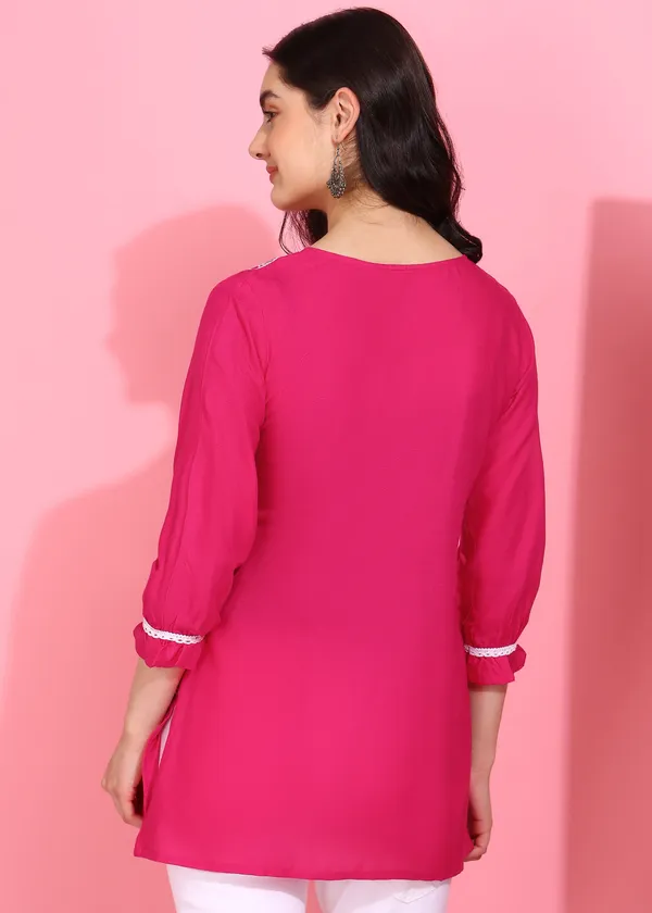 Pink_Embroidered_Kurti_Rayon_For_Women