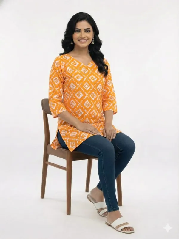 Yellow_Printed_Kurtis_Cotton_For_Women