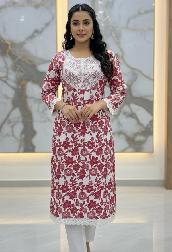Red_Floral_Lace_Sequin_Kurti_Viscose_Rayon_For_Women