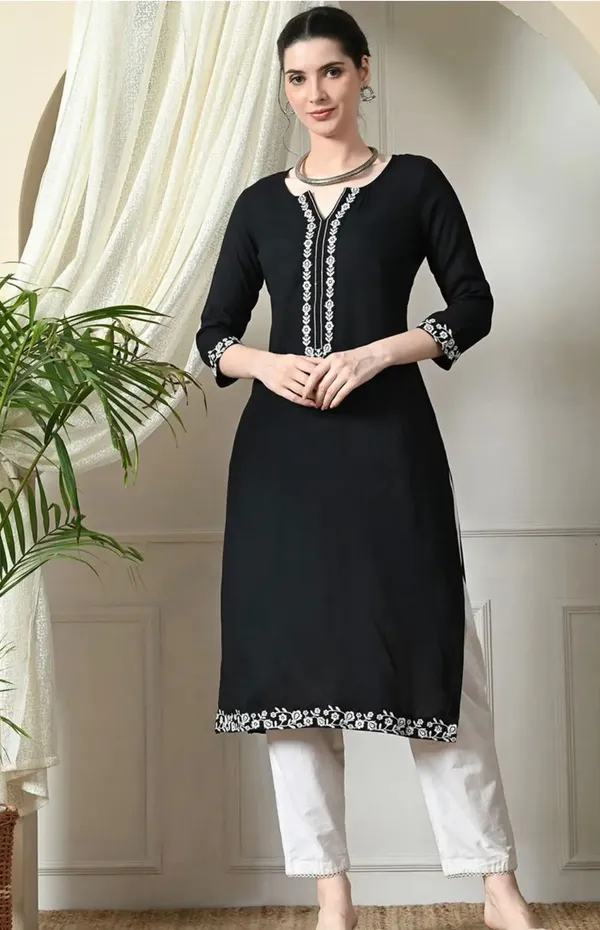 Black_Embroidered_Kurti_Viscose_Rayon_For_Women