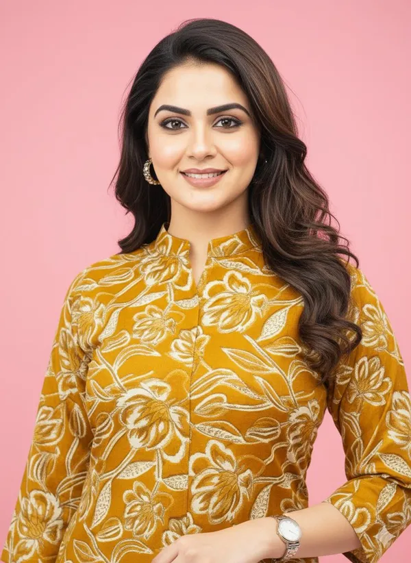 Yellow_Printed_Kurtis_Cotton_For_Women