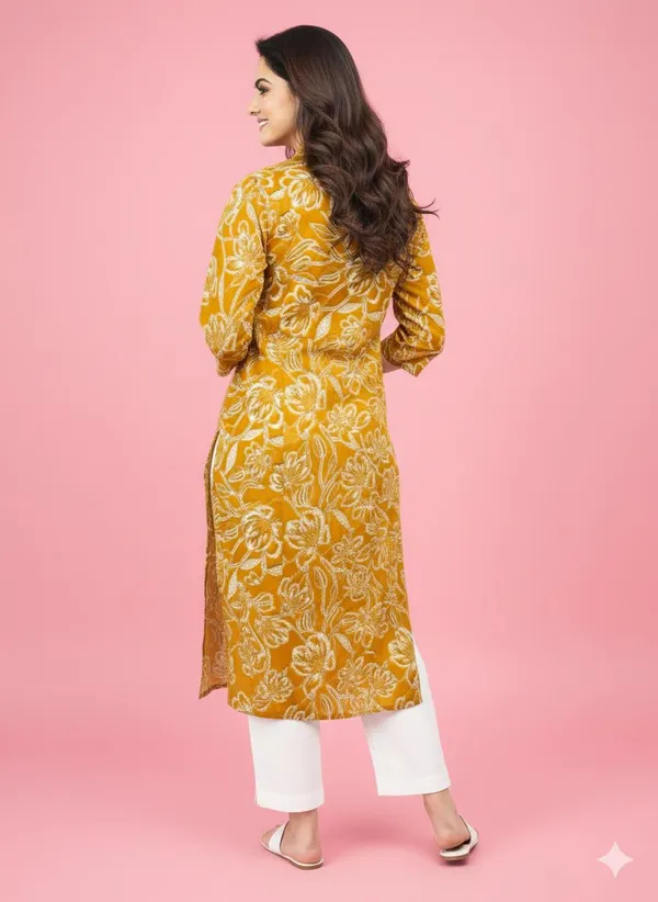 Yellow_Printed_Kurtis_Cotton_For_Women