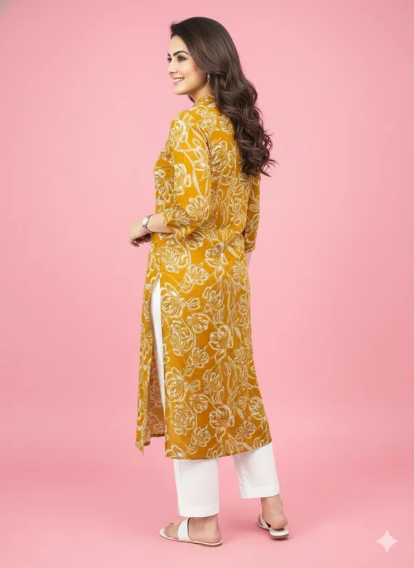 Yellow_Printed_Kurtis_Cotton_For_Women