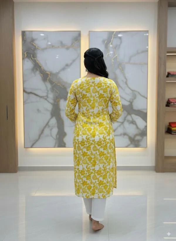 Yellow_Floral_Lace_Sequin_Kurti_Viscose_Rayon_For_Women