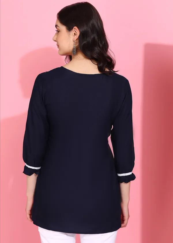 Blue_Embroidered_Kurti_Rayon_For_Women