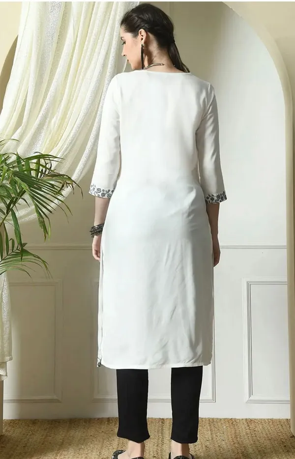 White_Embroidered_Kurti_Viscose_Rayon_For_Women