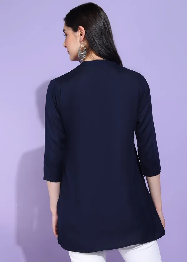 Blue_Embroidered_Kurti_Rayon_For_Women
