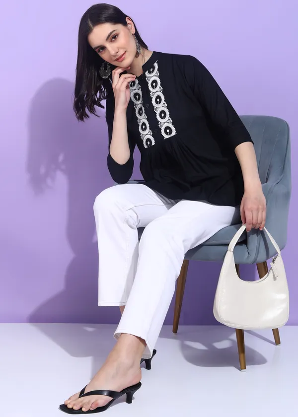 Black_Embroidered_Kurti_Rayon_For_Women