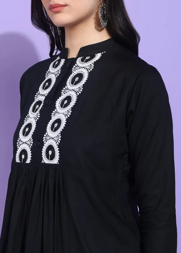 Black_Embroidered_Kurti_Rayon_For_Women
