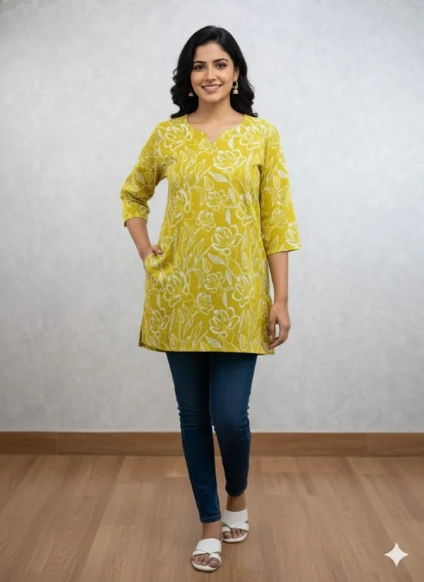 Mustard_Printed_Kurtis_Cotton_For_Women
