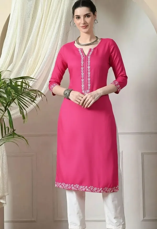 Pink_Embroidered_Kurti_Viscose_Rayon_For_Women