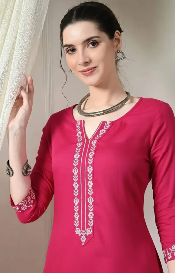 Pink_Embroidered_Kurti_Viscose_Rayon_For_Women