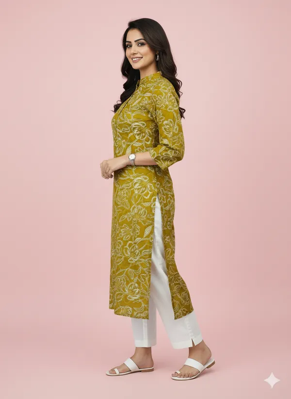 Mustard_Printed_Kurtis_Cotton_For_Women