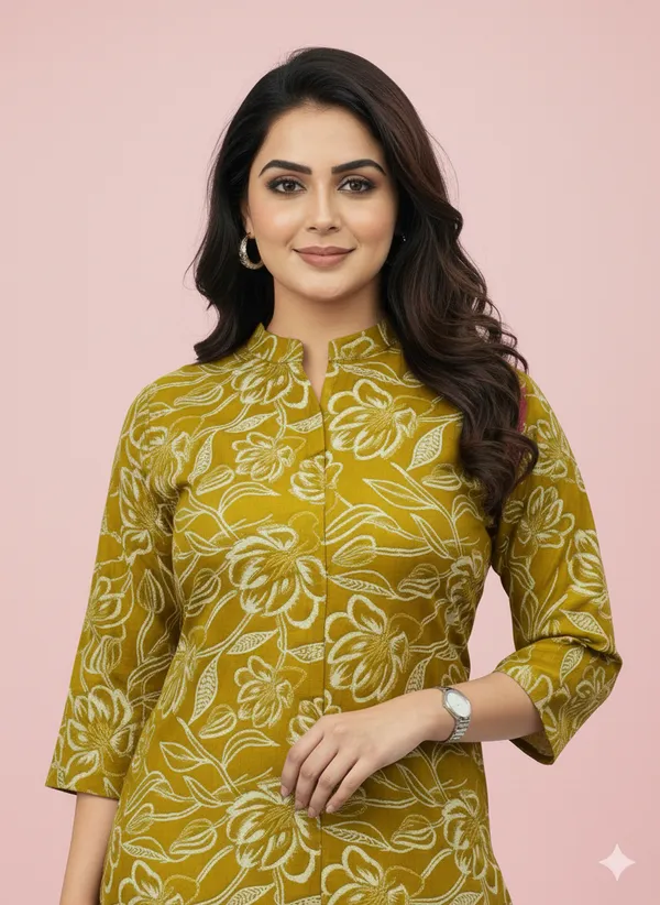 Mustard_Printed_Kurtis_Cotton_For_Women