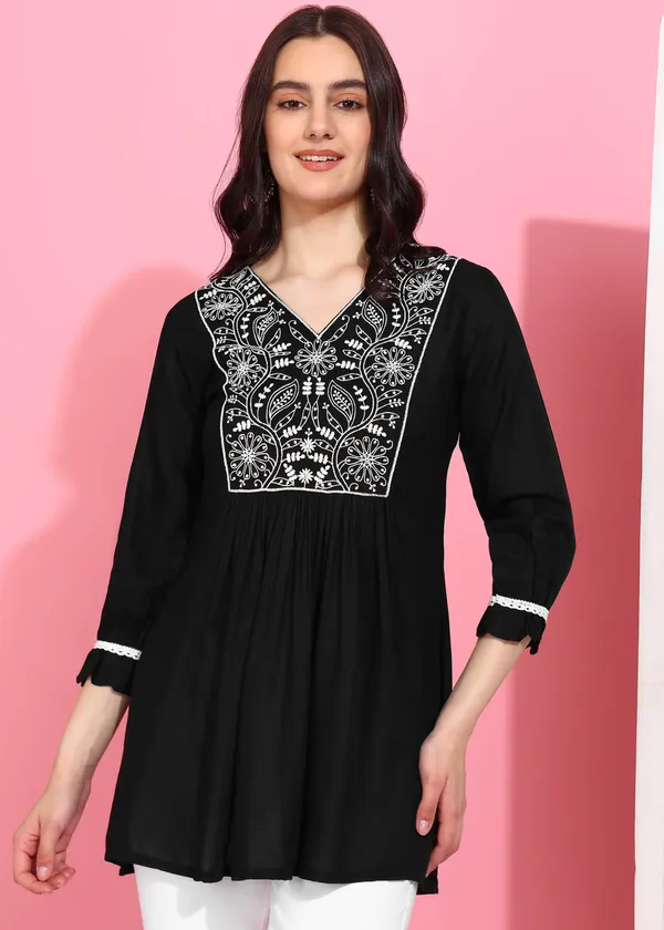 Black_Embroidered_Kurti_Rayon_For_Women