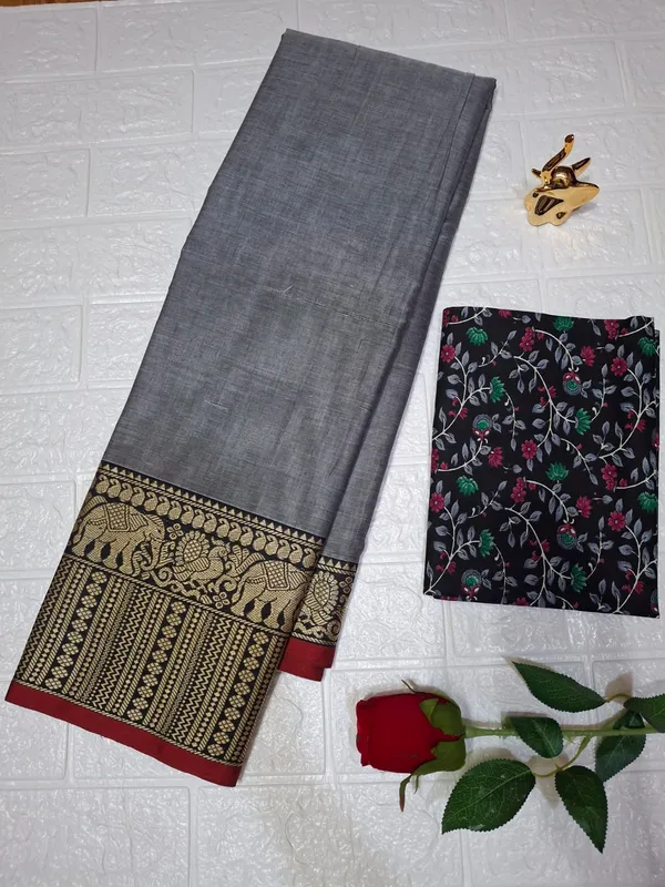 Grey_Soundarya_Collection_And_Kalamkari_1_Meter_Blouse_Free_For_Women
