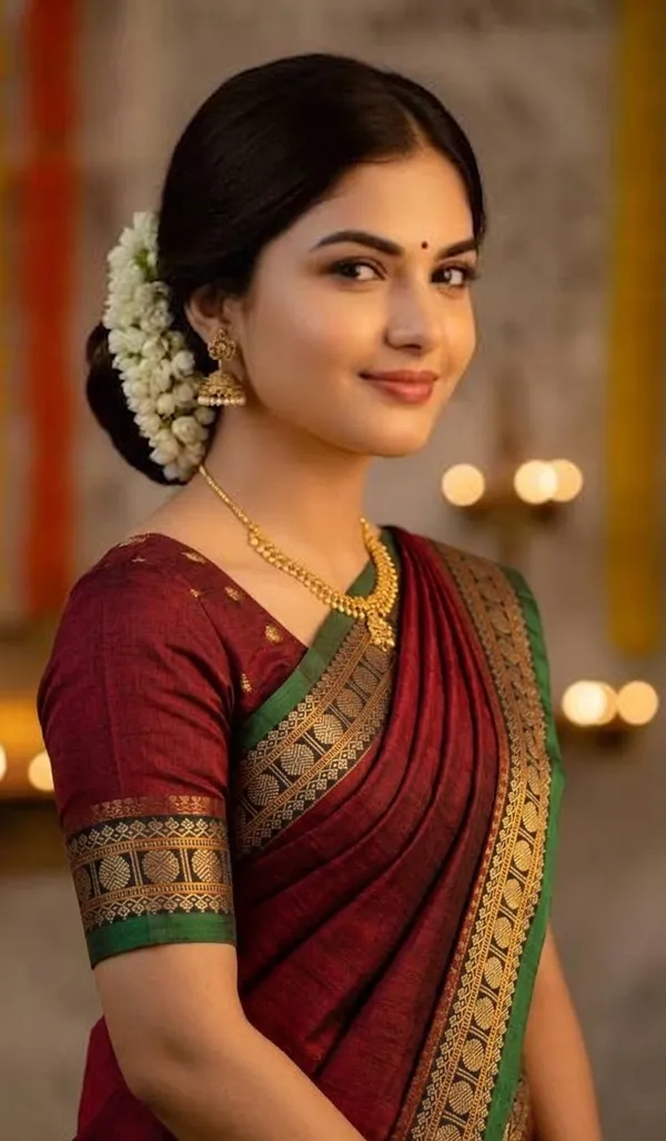 Maroon_With_Green_Border_Narayanpeth_Cotton_Masarasaised_Gopika_Saree