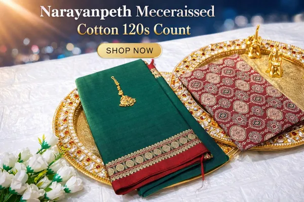 Botle_Green_Gopika_Narayanpet_Cotton_Masarasaised__And_Kalamkari_1_Meter_Matching_Blouse_Free_For_Women