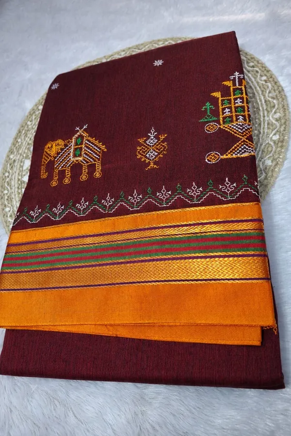 Maroon_Paras_Border_Kasuti_Hand_Work_Saree