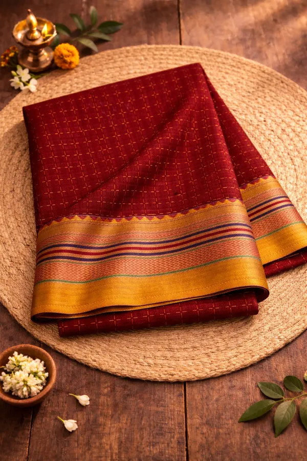 Raspberry_Red_Ilkal_Cotton_Chadurang_Chikki_Star_Plus_Saree