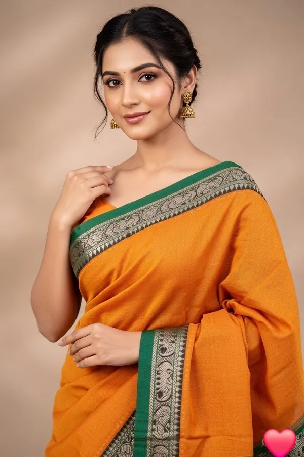 Mustard_yellow_with_green_border_Narayanpeth_cotton_masarasaised_saree.
