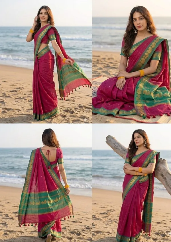 Rani_Pink_Shrinidhi_Butta_Chettinadu_Cotton_Saree_With_Contrast_Chitt_Pallu