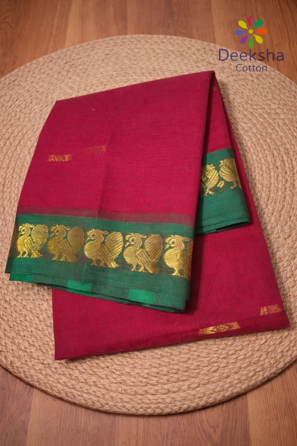Rani_Pink_Shrinidhi_Butta_Chettinadu_Cotton_Saree_With_Contrast_Chitt_Pallu