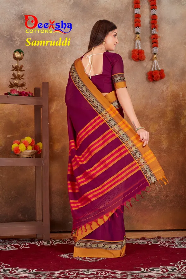 Purple_Samruddhi_Collection_Narayanpet_Cotton_Masarasaised__Saree_And_Kalamkari_1_Meter_Matching_Blouse_Free_For_Women