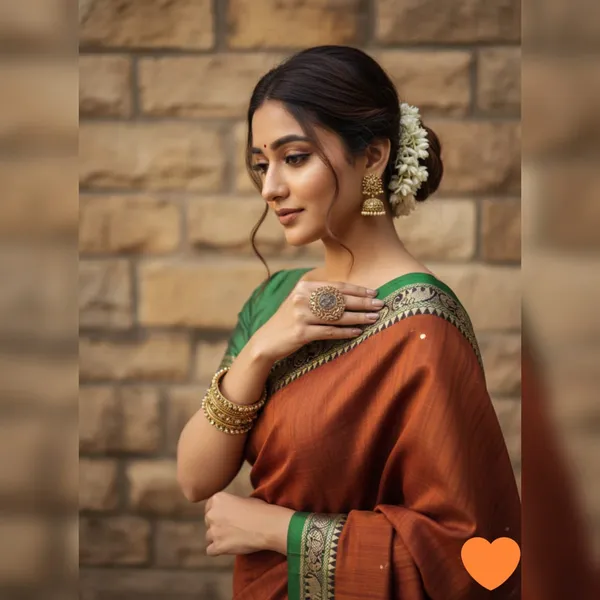 Wooden_Brown_Aragini_NarayanpethMasarasaised__Cotton_Saree_With_Kalamakari_1_Meter_Blouse_Free_For_Women